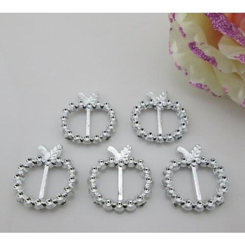 AB45 12mm)20pcs Lovely Clear Apple Silver Plastic Belt Leather Buckles