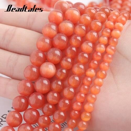 Cat Eye Natural Stone Red Beads Round Blue Loose Beads 6/8/10mm For Jewelry DIY Making Findings Bracelet Accessories Beadtales