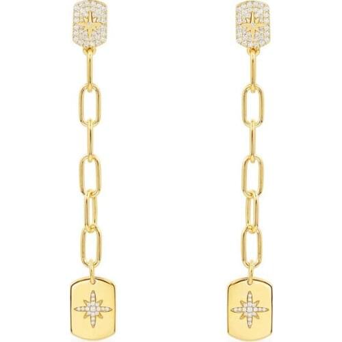 Stylish new 925 sterling silver stone set luxury banquet stars double ears ladies pendant earrings, free mail, gift