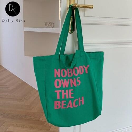 New Ladies Canvas Shoulder Bag Female Simple Letter Printing Handbag Women Shopping Bag Student Book Bag Casual Totes for Girls