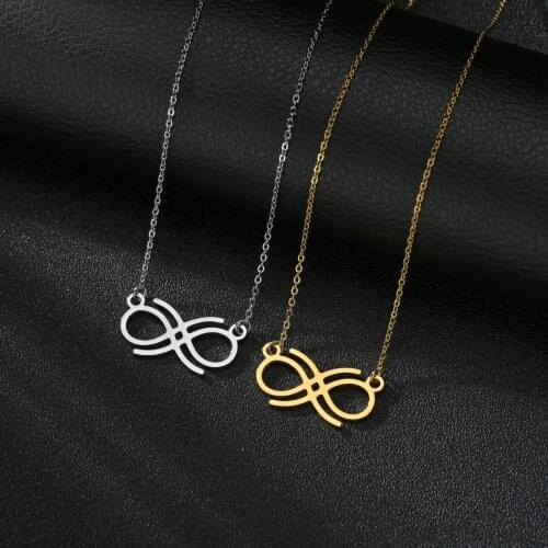 YWSHK 2021 Fashion Jewelry Wedding Gift Bijoux Stainless Steel Hollow Infinity Pendant Necklace High Polished for Women Girls