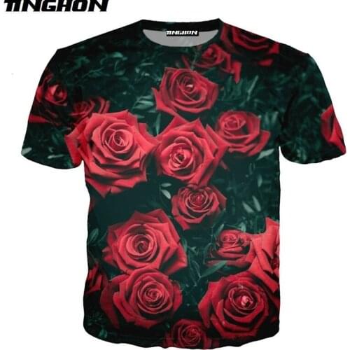 XS-7XL Summer Flowers Bloom Rose3D Print Men Women Short Sleeves Summer Streetwear Casual T shirt 07