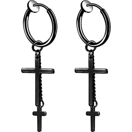 BONISKISS Punk Stud Earring Stainless Steel Unisex Cross Skull Round Earring For Men Woman Fashion Earring Jewelry 2020