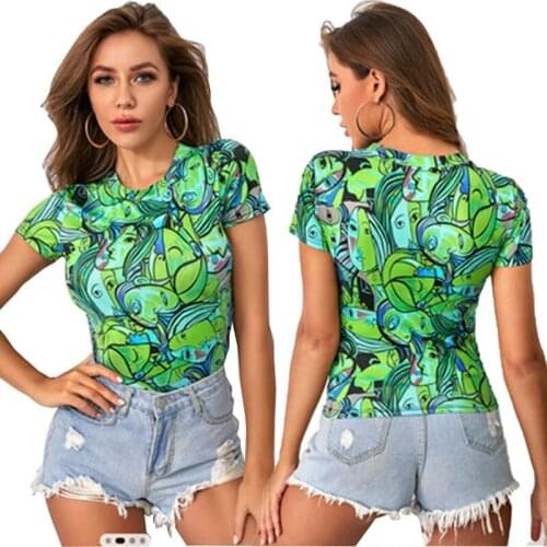 Short Sleeve Print Ctop Tops Women Fashion Streetwear Party Club Female T-shirts