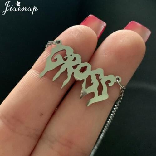 Hip Hop Gross Letter Necklace Women Gothic Jewelry Stainless Steel Angel Babygirl Pendants Necklaces Princess Harajuku Charms
