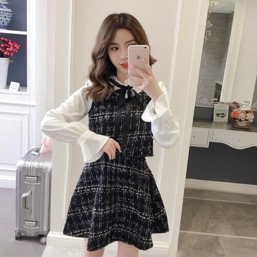 Autumn Winter New 2020 Vintage Dresses Korean Women Elegant Dress Party Long Sleeve Runway Vestidos White Dress Clothes 721J