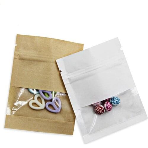 100pcs 7x9cm(2.7x3.5in) High Quality Tear Notch Package Bags, Heat Sealing Foil Mylar Zip lock Kraft Paper Bag Storage Small bag