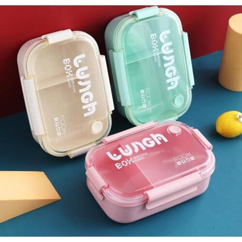 1100ml Lunch Box 3-compartment Leak-proof Food Storage Box Lunch Container Lunchbox Microwavable For School Office Camping
