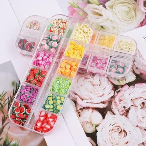 12styles 3D Fruit Slices Sticker Polymer Clay DIY Lemon Nail Art Sliders Nails Art design Decors Women Nail Decals
