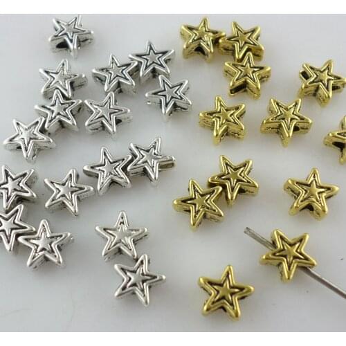 120pcs Tibetan Gold/Silver Small Star Charm Loose Spacer Beads 6x3mm Jewelry Beading Findings