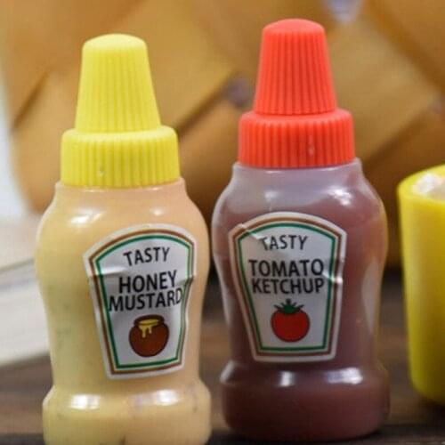 2pcs/set PE/PP Tomato Ketchup Bottle Salad Dressing Container Kitchenware for Bento Yellow Red Portable Multifunction