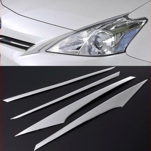 4pcs SUS304 Stainless Steel Head Lamp Side Trim Car Styling Accessories Cover For Toyota Prius Alpha V ZVW40