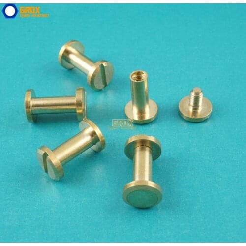 50 Set 8*11mm Solid Brass Rivet Chicago Screw for Leather Craft Belt Wallet / Flat