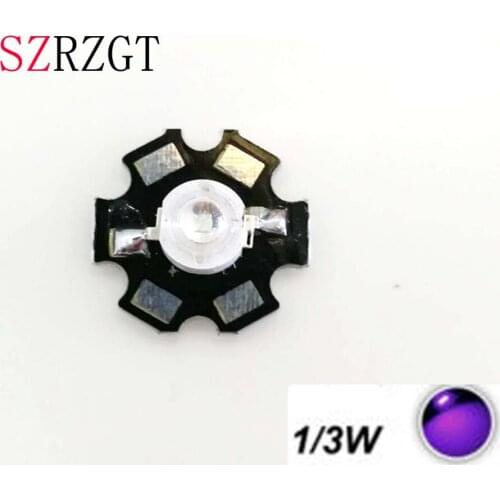 50pcs/lot 3W 365nm 370-425Nm 395nm LED Ultraviolet UV Light chip with 20mm star