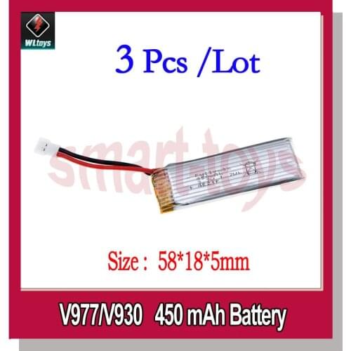 3Pcs V966-016 Battery 3.7V 250/300/380mAh V977-006 Battery 450/520/600 mAh for Wltoys V966 V988 V977 V930 Helicopter Parts