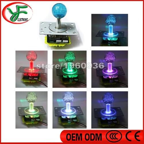 Free shipping 2PCS/lot Colorful LED Glitter Lighted Illuminated Joystick Arcade Stick Beautiful 7 color flashing joystick