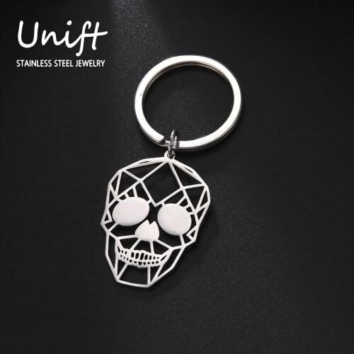 Unift Stainless Steel Skull Keychain Skeleton Car Key Chain Punk Gothic Trinkets Anime Accessories Gift Unisex Wallet Decoration