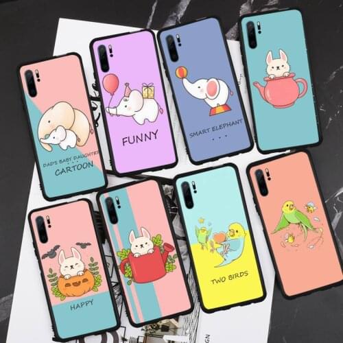 Cartoon animal Elephant Bird Rabbit Phone Case For Huawei P 20 30 40 lite pro smart 2019 honor 10 i lite 8x nova 5t mate 20 pro