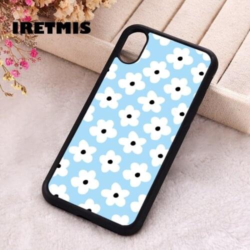 Iretmis 5 5S SE 2020 phone cover cases for iphone 6 6S 7 8 Plus X Xs Max XR 12 MINI Pro Soft Silicone TPU Blue Fluffy Flowers
