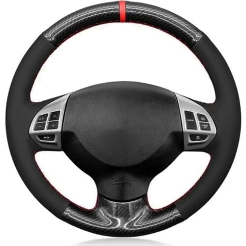 Car Steering Wheel Cover Black Carbon Fiber Suede For Mitsubishi Lancer X 10 2007-2015 Outlander 2006-2013 ASX 2010-2013