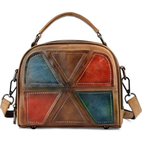 Handmade Leather Genuine New Large Capacity Cowhide Leather Floral Womens Handbags High Quality Luxury New Versatile Chinese