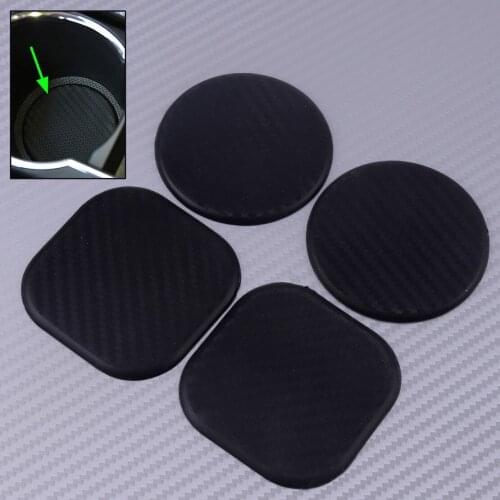 DWCX 2Pcs Black Non-Slip Water Cup Slot Mat Carbon Fiber Texture Car Vehicle Silicone Accrssories