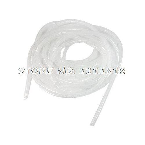 Electrical Wire Cable Protection 8mm Dia Tube Spiral Wrap Hose 10M White
