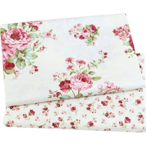 2pcs 50cm Floral Printed Cotton 100% Pure Cotton Fabric Cloth New Floral Series Twill Cotton Fabric Patchwork Cloth Sewing Cloth