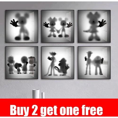 Disney Canvas Paintings The Disappearing Mickey Posters and Black and White Minnie Prints Wall Art Pictures for Room Home Decor