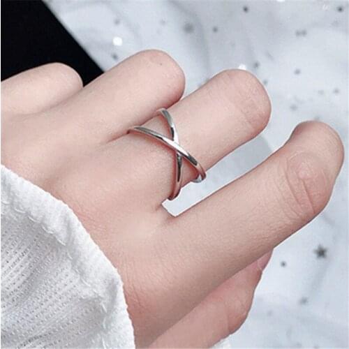 925 Sterling Silver Cross Rings For Women Wedding Trendy Jewelry Adjustable Size Anillos jz529