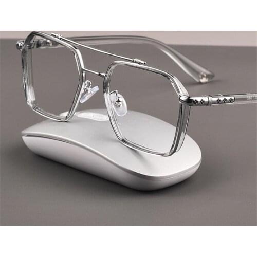 Fashion Anti-Blue Glasses Women Double Beam Optical Eyewear Spectacles Oversize Frame Eyeglasses