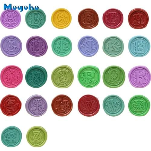Mogoko 1pc Flower Pattern Wax Seal Stamp 26 Letter A-Z Alphabet Initial Retro Wood Antique Sealing Wax Stamp Envelope Card Decor