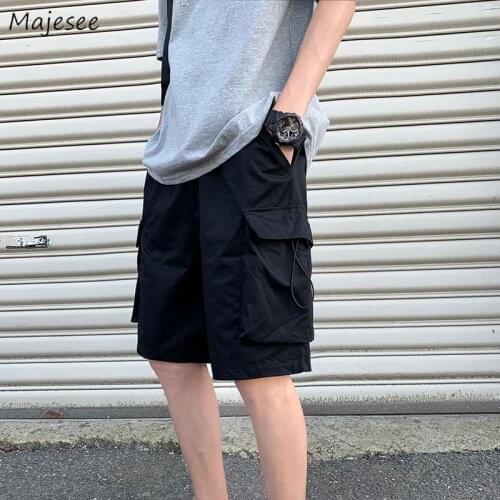 Men Casual Shorts Cargo Pockets Plus Size S-3XL Knee-length Trousers Outwear Summer Safari Style Stylish Running Ulzzang Bottoms