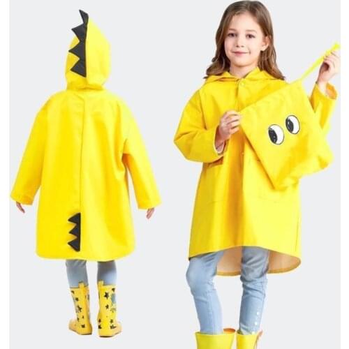 Outdoor Cute Dinosaur Polyester Baby Kids Raincoat Waterproof Rain Coat Children Impermeable Poncho Boys Girls Rain Jacket Kids