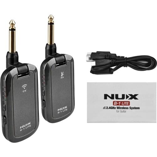 NUX B-1 LITE 2.4G Guitar Wireless System Transmitter & Receiver 4 Channels 18M Effective Range Built-in Rechargeable Battery