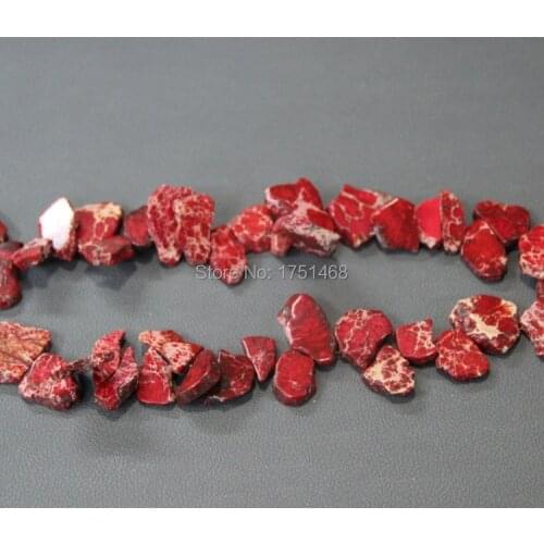 Charming Red Imperial Sea Sediment Stone Slice Women Necklace, Top Drilled Slab Beads Accessories Jewelry for Fashion Ladies