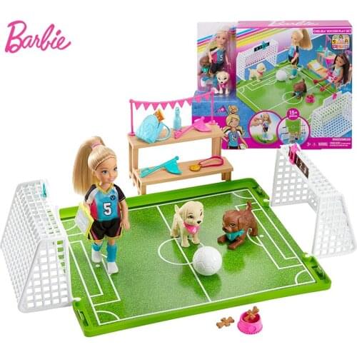 Original Barbie Dolls Chelsea Dreamhouse Adventures Doll 6 Inch Football Uniform Blonde Girls Accessories Toys for Children Set