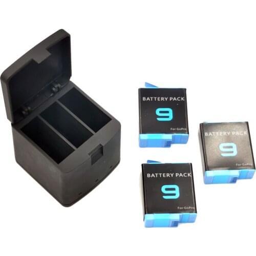 For GoPro 9 Hero9 Rechargeable Lithium Battery+3 Slot Led Charger Smart Charging Storage Box For Go Pro Hero 9 Black Accessories