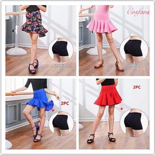 Latin Skirt for Kid Dancing Clothing Clothes Wear with Underpants Girls Ballroom Salsa Cha Cha Dance Competition Latin Costume