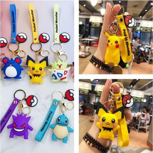 Pokemon Pikachu Keychain Cute Cartoon Anime Animal Doll Model Adult Children Universal Fashion Backpack Pendant Party Gift