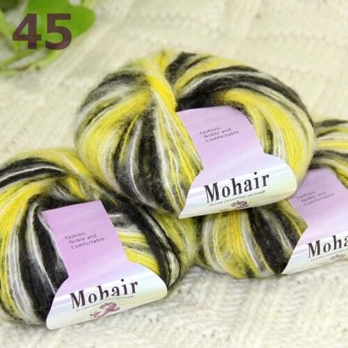 Sale New 3BallsX25g Luxury Soft Mohair Warm Wrap Shawl Hand Knit Crochet Yarn 291-45 Black White Yellow