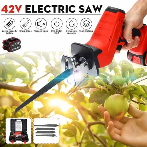 42V Cordless Lithium Battery Reciprocating Saw Wood/Metal Cutting Saw Saber Saw Portable Electric Saw Rechargeable Power Tool