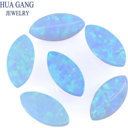 OP06 Opal Loose Stones Marquise Shape Cabochon Flat Back Created Opal Beads Semi-Precious Stones For Jewelry Making
