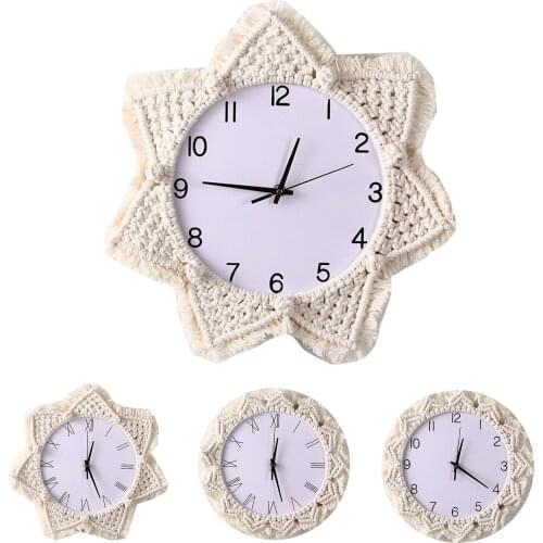 Nordic Woven Wall Clock Tapestry Silent Clock Decoration Woven Wall Hangings Living Room Homestay Decoration Wall Decoration