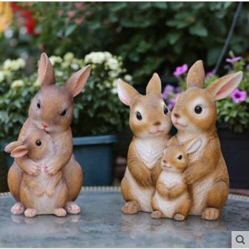 Nordic cute mother and child rabbit statue, home office desk restaurant desktop decoration crafts, love gift
