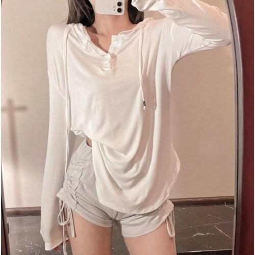 Thin hooded sunscreen shirt women summer 2021 new loose mid-length long-sleeved top