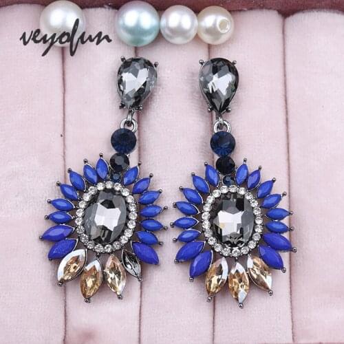 Veyofun Vintage Round Acrylic Crystal Drop Earrings Party Dangle Earrings for Women Fashion Jewelry Gift Wholesale