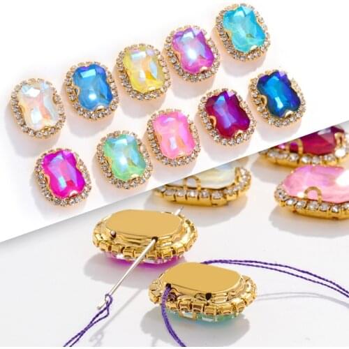 10x14MM/13x18MM Octagon Beads For Needlework Clothes Couture Accessories Craft Buckles Sewing On Decorative Buttons