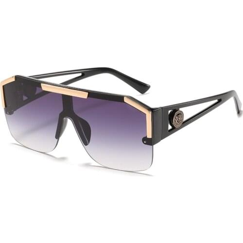 YCCRI Fashion Luxury Brand Womens Oversized Square Sun Glasses Mens New Retro Metal Big Frame Half Frame Sunglasses UV400