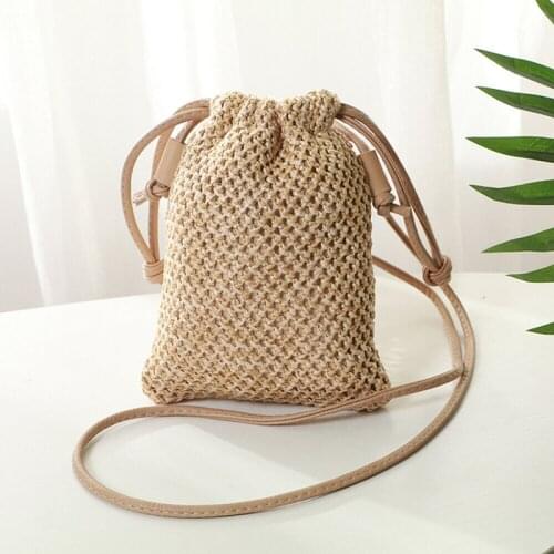 2019 New Style Women Girl Bohemian Straw Woven Bag Rattan Wicker Handbag Beach Crossbody Bags Beach Bag Drawstring Bags